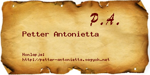 Petter Antonietta névjegykártya